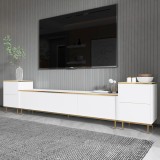 Comoda Tv Imag, Marmura, Alb, 260x60x35 cm