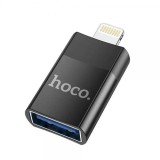 Adaptor OTG, Port USB si Mufa iPhone, Hoco UA17, Negru