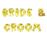 Set baloane folie Bride &amp; Groom auriu
