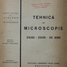 TEHNICA DE MICROSCOPIE / ELEMENTE DE HEMATOLOGIE / NOTIUNI ASUPRA NEURONULUI , COLIGAT DE TREI CARTI , 1937 -1939 , PREZINTA PETE PE BLOCUL DE FILE