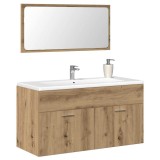VidaXL Dulap de baie cu oglindă Artisan Stejar lemn prelucrat