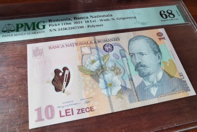 Bancnota 10 lei 2024, PMG 68EPQ foto