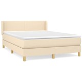 Cumpara ieftin Pat box spring cu saltea, crem, 140x200 cm, textil