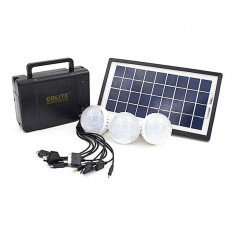 Kit solar Gdlite GD8006A, USB, 3 becuri LED foto