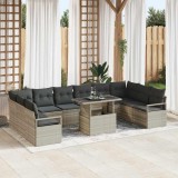 VidaXL Set de grădină cu 11 piese, cu perne gri deschis, din rattan poli