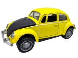 Macheta Volkswagen Beetle galbena 1:36 metal model pull back usi functionale sunet si lumini