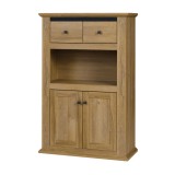 Cumpara ieftin Comoda 2 usi 2 sertare mdf maro stejar Grand Leon 85x40x130 cm