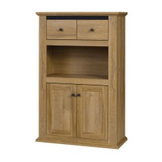 Comoda 2 usi 2 sertare mdf maro stejar Grand Leon 85x40x130 cm