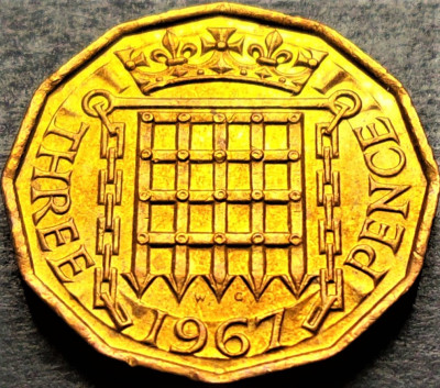 Moneda 3 THREE - ANGLIA, anul 1967 *cod 5121 = A.UNC foto