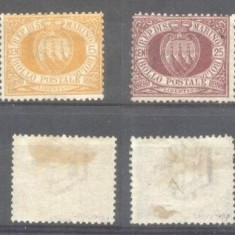 San Marino 1890 coat of arms 5C+25C orange+brown carmine Mi.6-7 SIGNED MH AM.492