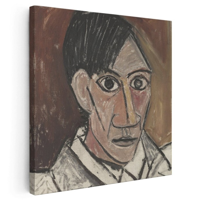 Tablou pictura Autoportret de Pablo Picasso 2038 Tablou canvas pe panza CU RAMA 80x80 cm