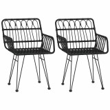 Cumpara ieftin Scaune de gradina cu cotiere 2 buc. negru 56x64x80 cm ratan PE