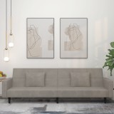Gossi canapea extensibila cu 2 locuri, 2 perne, gri deschis, catifea