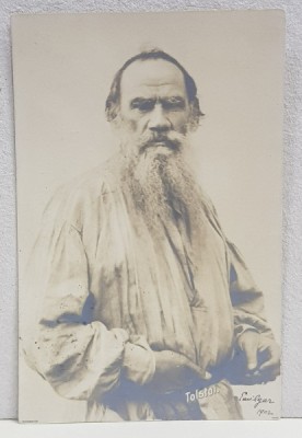 EMIL GARLEANU CATRE ELIZA XENOPOL *, CARTE POSTALA ILUSTRATA , PORTRETUL LUI LEV TOLSTOI , CIRCULATA , CLASICA , 1902 foto