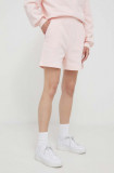 United Colors of Benetton pantaloni scurti din bumbac culoarea roz, neted, high waist