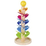 Pagoda Muzicala din Lemn Goki, 37.5cm, Bile din Sticla, Sunete Placute, Jucarie Montessori