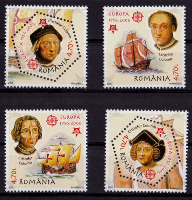 RO 2005 LP 1691 &amp;quot;50 ani Europa-CEPT Cristofor Columb&amp;quot;, serie dantelata , MNH foto