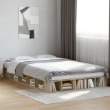 VidaXL Cadru de pat, stejar sonoma, 135x190 cm, lemn prelucrat
