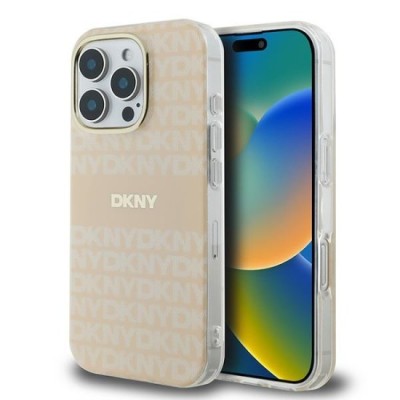Husa pentru iPhone 16 Pro Max - DKNY Hardcase Repeat Texture Pattern With Stripe MagSafe (DKHMP16XHRHSEP) - Pink foto