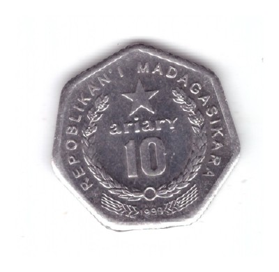 Moneda Madagascar 10 ariary 1999, motto C, stare foarte buna, curata foto