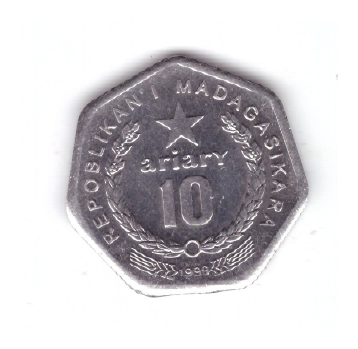 Moneda Madagascar 10 ariary 1999, motto C, stare foarte buna, curata