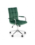 Scaun birou HM Gonzo 4, stofa tip catifea, mecanism de balans, cu brate tapitate, cadru cromat, rotatie 360&deg;, 90 kg, verde