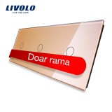 Cumpara ieftin Panou triplu pentru &icirc;ntrerupator touch Livolo din sticla, auriu