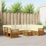 vidaXL Seturi de canapele 10 pcs Natural și Crem Lemn Solid de Acacia 3375510