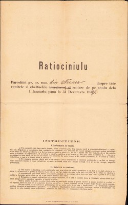A1546 Ratiociniulu, act cu 4 ștampile bisericești rom&amp;acirc;nești diferite, județul Timiș, 1897 foto