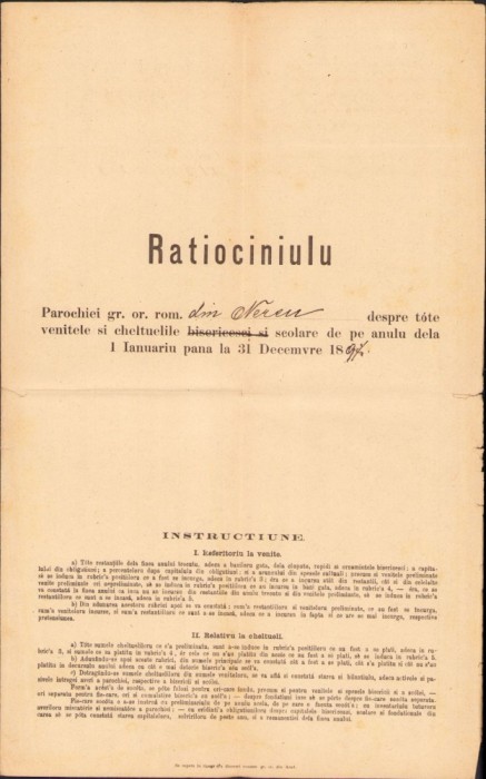 A1546 Ratiociniulu, act cu 4 ștampile bisericești rom&acirc;nești diferite, județul Timiș, 1897