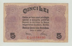 ROMANIA - 5 LEI 1917 BGR , B1.115 foto