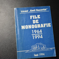 Liceul Emil Racovita file de monografie 1964-1994 Iasi