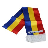 Fular tricolor sintetic, 15x150 cm, cu franjuri