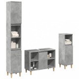 Gossi set mobilier de baie, 3 piese, gri beton, lemn compozit
