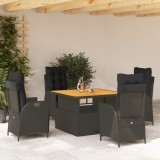 Set mobilier de gradina cu perne, 5 piese, negru, poliratan GartenMobel Dekor, vidaXL