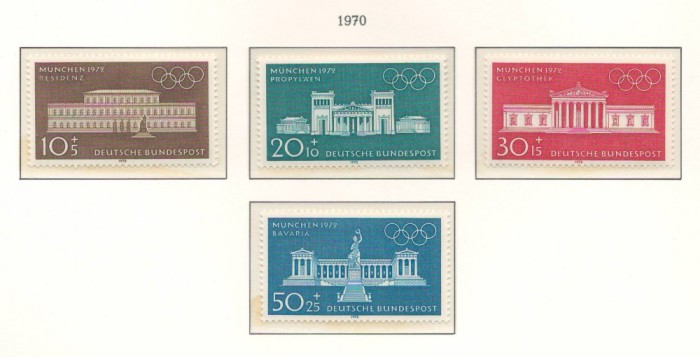 Germania 1970 Mi 624/27 MNH - Jocurile Olimpice vara 1972, Munchen (III)