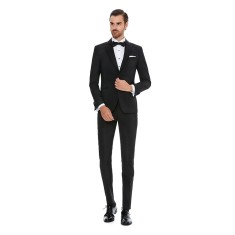 Costum barbati ceremonie slim negru CT004