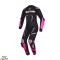 Costum (combinezon) motociclete femei piele Ixon vara model Vortex 3 LS culoare: negru/roz/alb Negru/roz/alb M