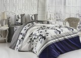 Lenjerie Pat Dublu Premium Bumbac 100% Satinat 4 Piese Cearsaf 240x260 Husa Pilota 200x220 Fete Perna 50x70 Imprimeu
