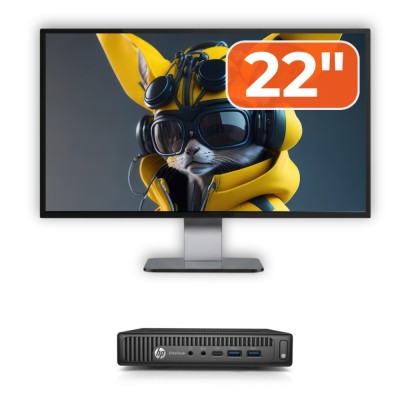 Pachet Calculator Refurbished HP EliteDesk 800 G2 Mini PC, Intel Core i7-6700T 2.80 - 3.60GHz, 16GB DDR4, 512GB SSD + Monitor 22 Inch + Windows 10 Pro foto
