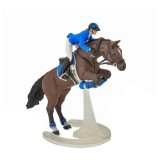 Cumpara ieftin Figurina Papo Rase de cai si ponei - Cal sarind cu femeie jocheu