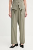 Samsoe Samsoe pantaloni JULIA femei, culoarea verde, lat, high waist, F23100048