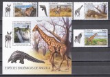 Angola 2019 - Faună - Specii endemice din Angola, Serie cu Tapsuri + Colita, MNH