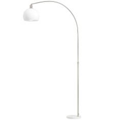 HOMCOM Lampadar, cap curbat, comutator pedalier, bază din marmură, abajur din plastic, Alb | Aosom Romania