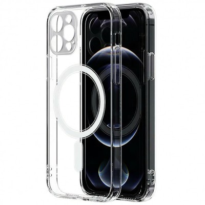 Husa MagSafe pentru Apple iPhone 13 Pro, OEM, Magnetic Antisoc, Transparenta foto