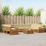 vidaXL Seturi de canapele 10 pcs Natural și Bej Lemn Solid de Acacia 3374188
