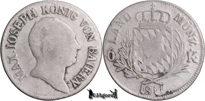 1811, 6 Kreuzer - Maximilian I Iosif - Regatul Bavariei foto