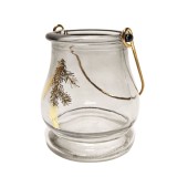 Suport lumanare Craciun, CD0031, sticla, transparent, 8.7 x 9.5 cm