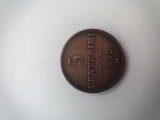 Moneda 5 Centisimi 1852 M ( din perioada domniei lui Franz Josef , Regatul Lombardo -Venetian , monetăria din Milano