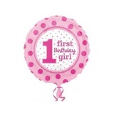 Balon 1First Birthday Girl 45x45 cm